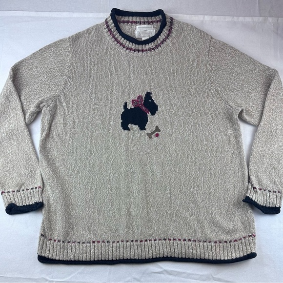 CJ Banks Hand Embroidered Scottie Dog Sweater - Picture 2 of 10